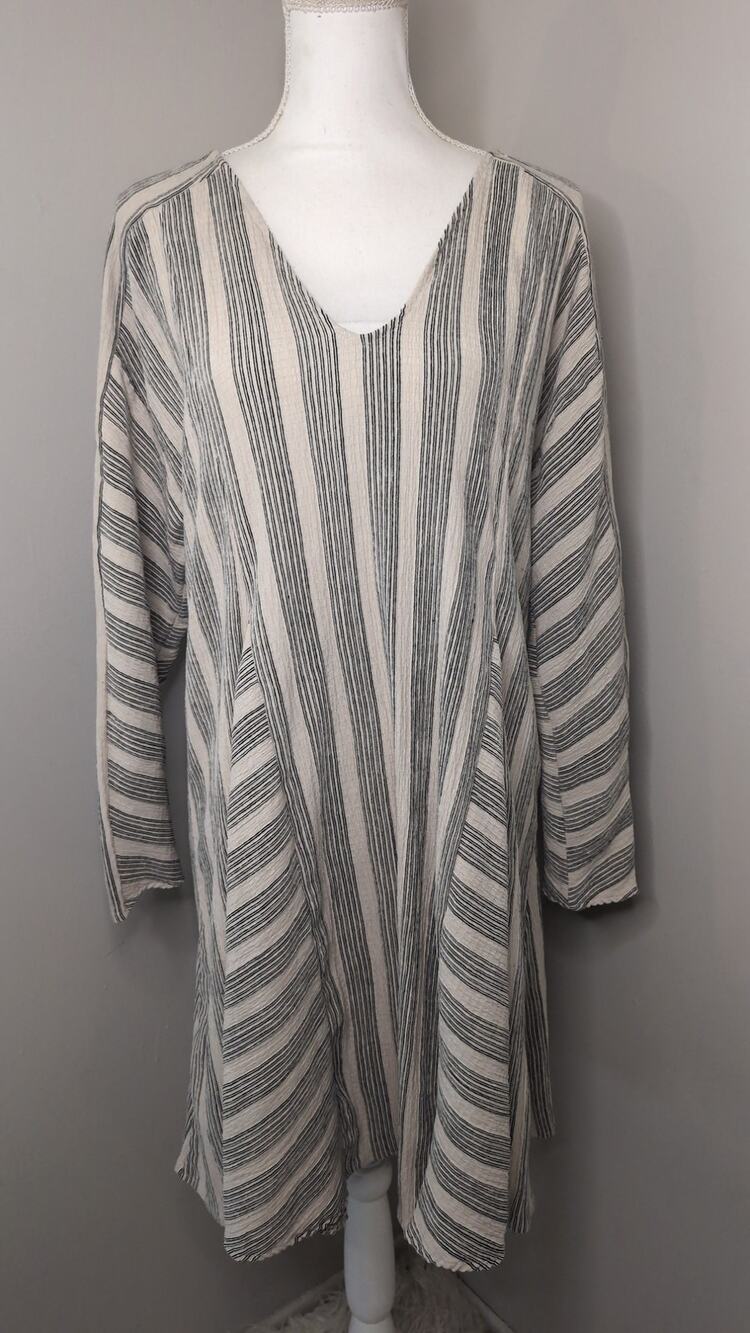 Zara Striped Oversized Tunic Dress Size M Neutral Relaxed